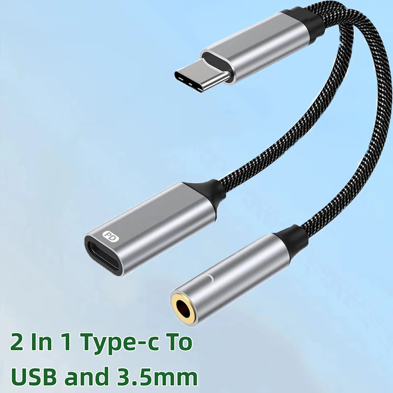 1 USB C Jack Earphone Charging Cable Converter 3 5 Audio Adapter