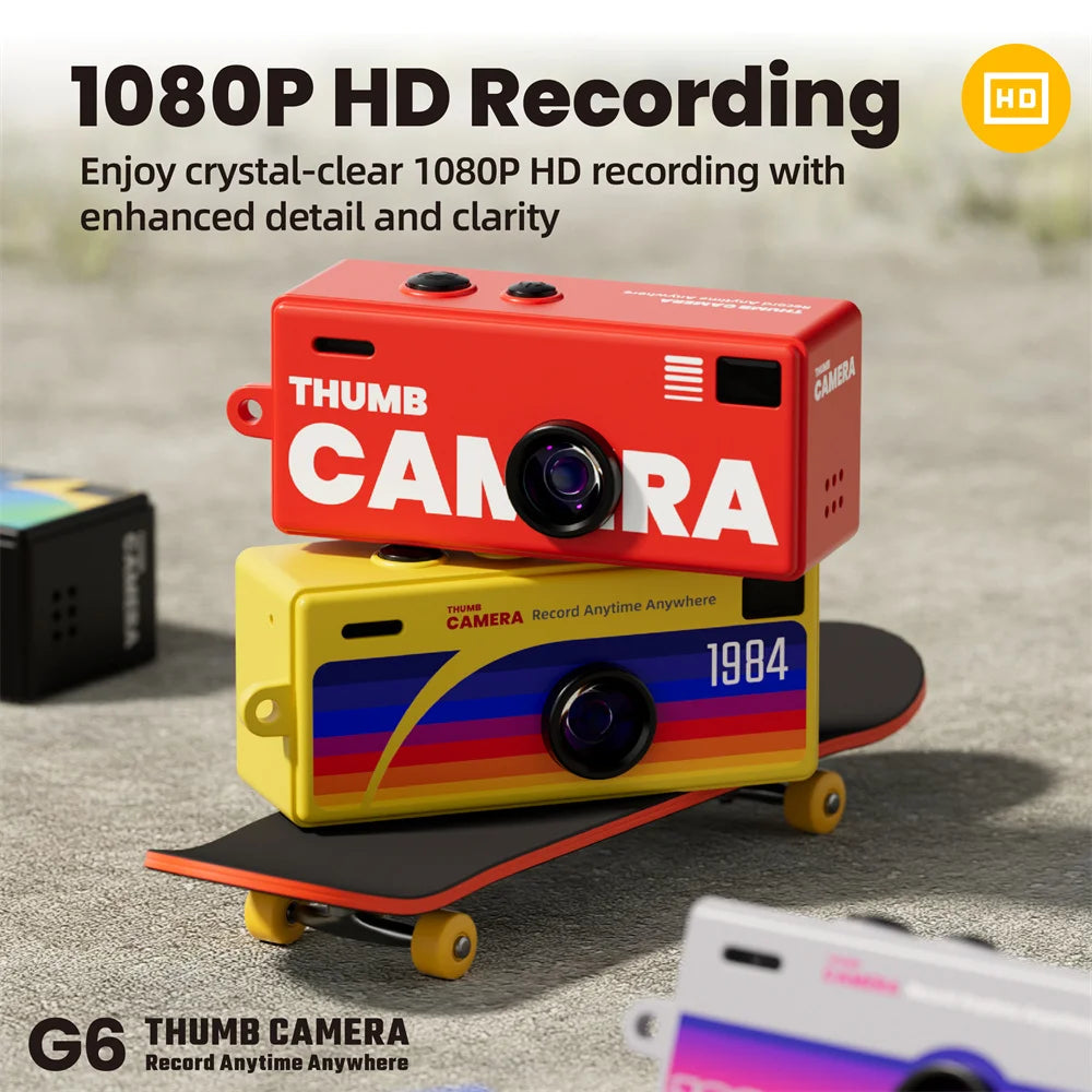 G6 Digital Camera 1080P Thumb Mini Keychain Camera Very Small Camcorder Video Recorder with Flash MultiColor Retro Style for Kid Zpaxo