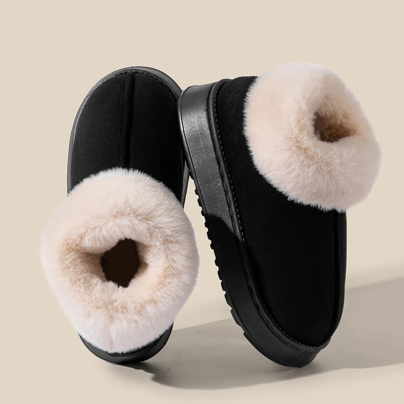 Women's Winter Slippers Arch Support Plush Indoor House Shoes Zpaxo black 40-41