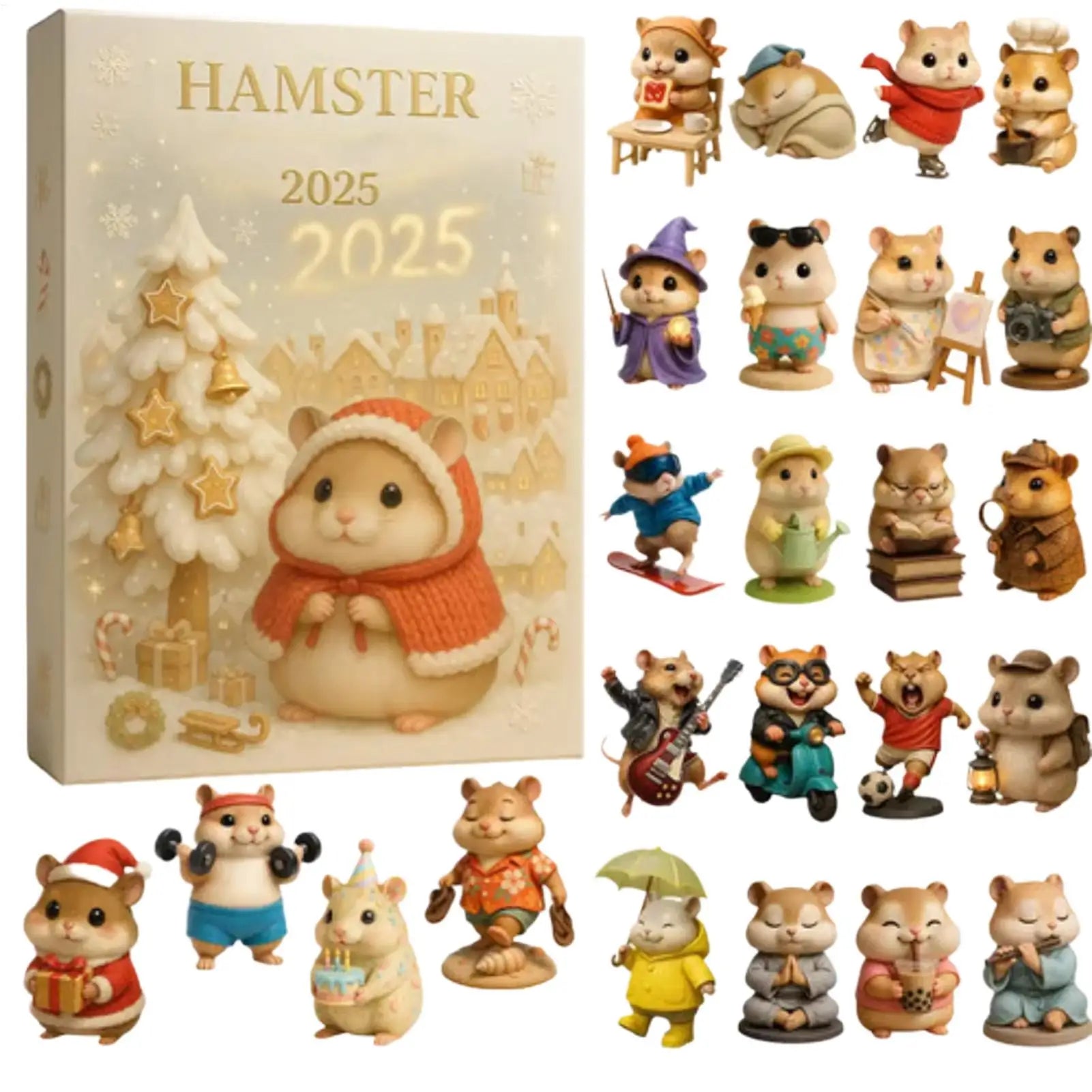 Hamster Advent Calendar 2025 24 Days 2D Acrylic Christmas Tree