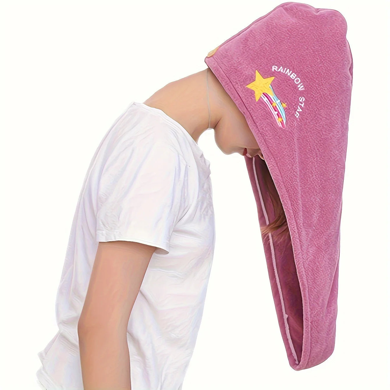 Knit Hair Towel Absorbent Quick-dry Wrap Soft Stylish Secure Button