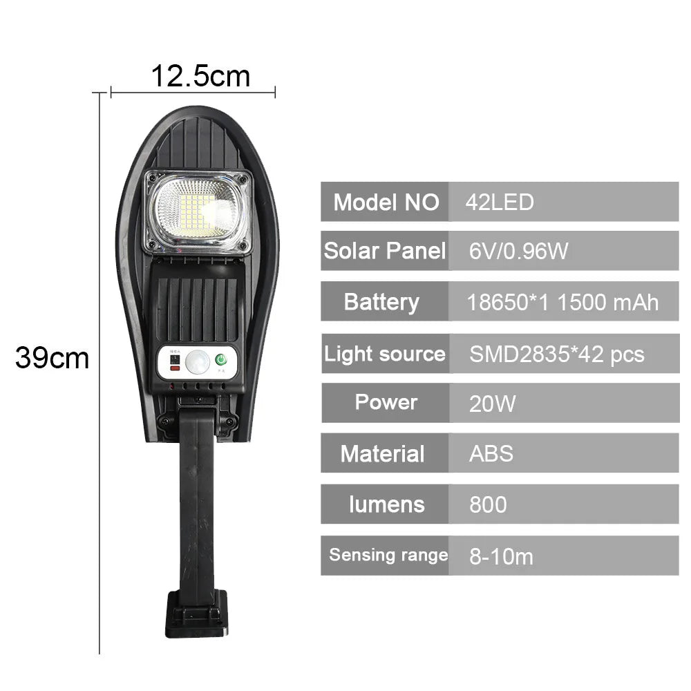 Solar Street Light Motion Detector Outdoor Sun Lamp Bright Remote Zpaxo 42LED China Mainland