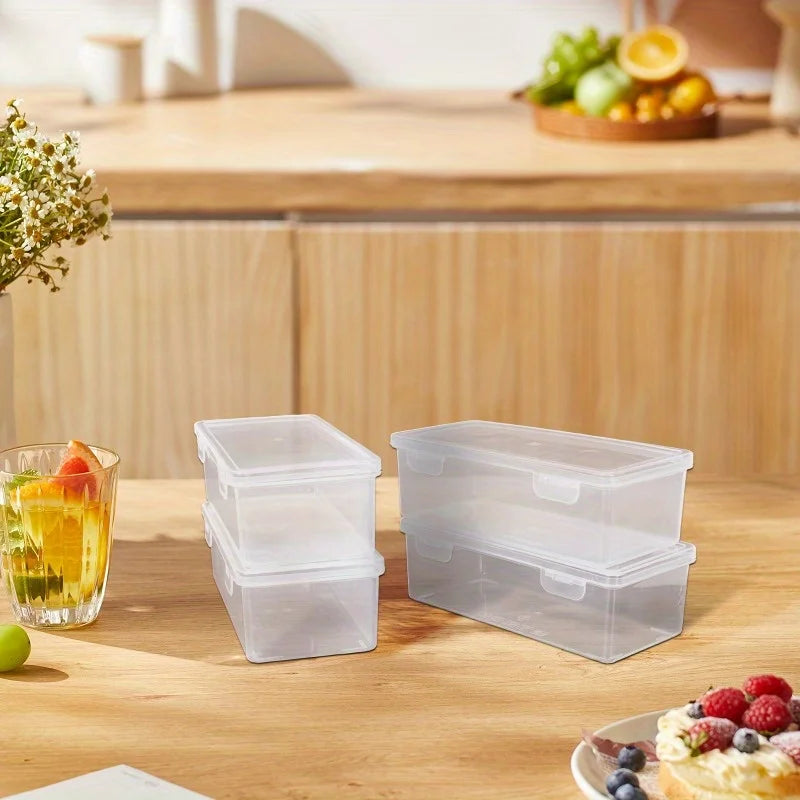 Clear Hinged Lid Storage Boxes Large Plastic Organizer Makeup Brushes