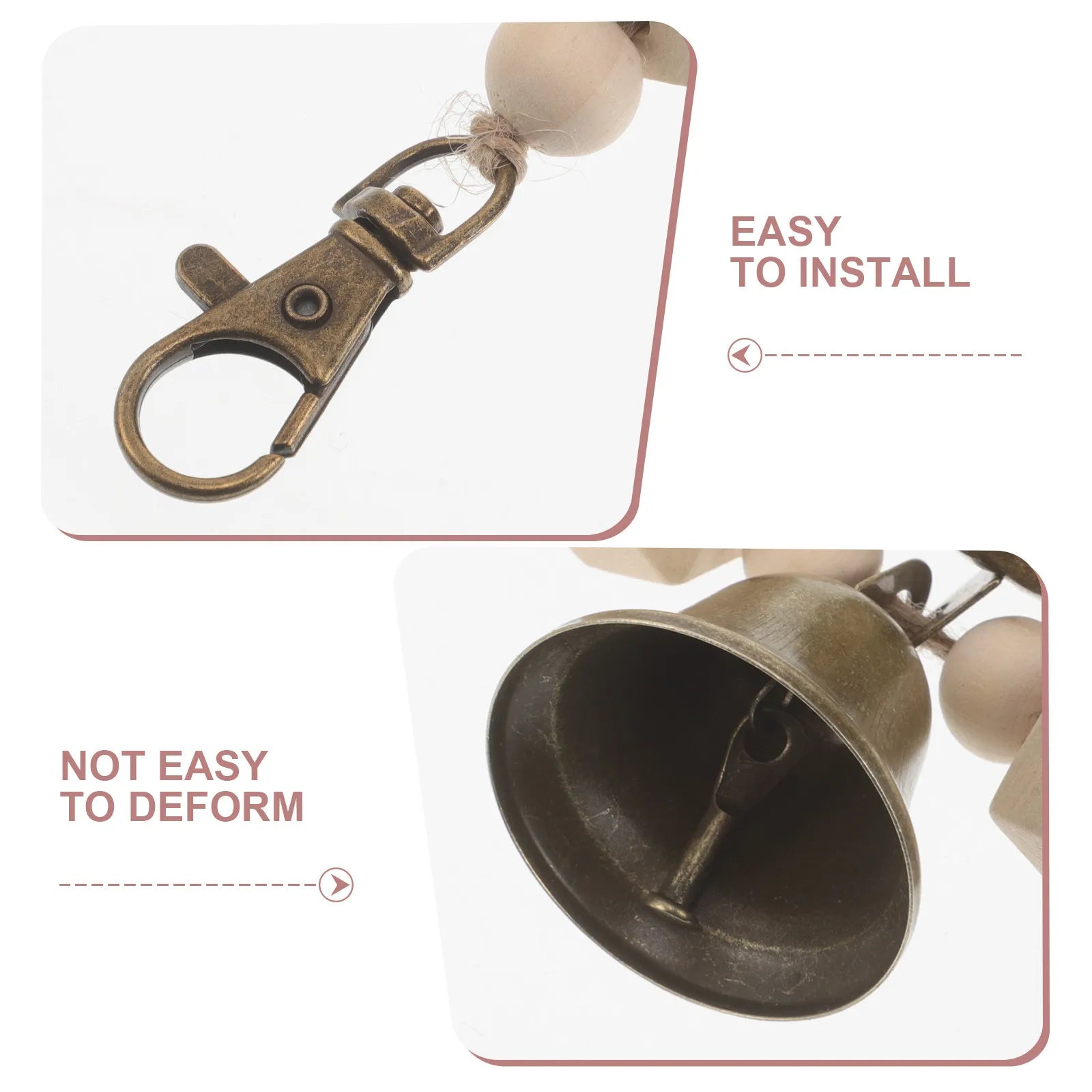 Dog Bell Door Pet Training Hanging Bells Wooden Beads Buckle Portable