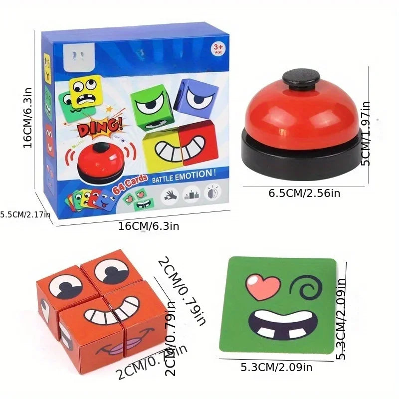 Kids Face Change Cube Game Montessori Expression Puzzle Building