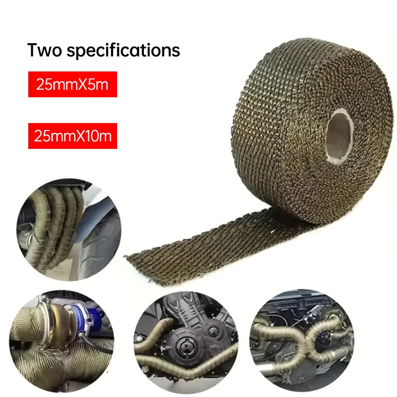 5 M 10 Rolls Fiberglass Insulating Tape Motorcycle Exhaust Pipe