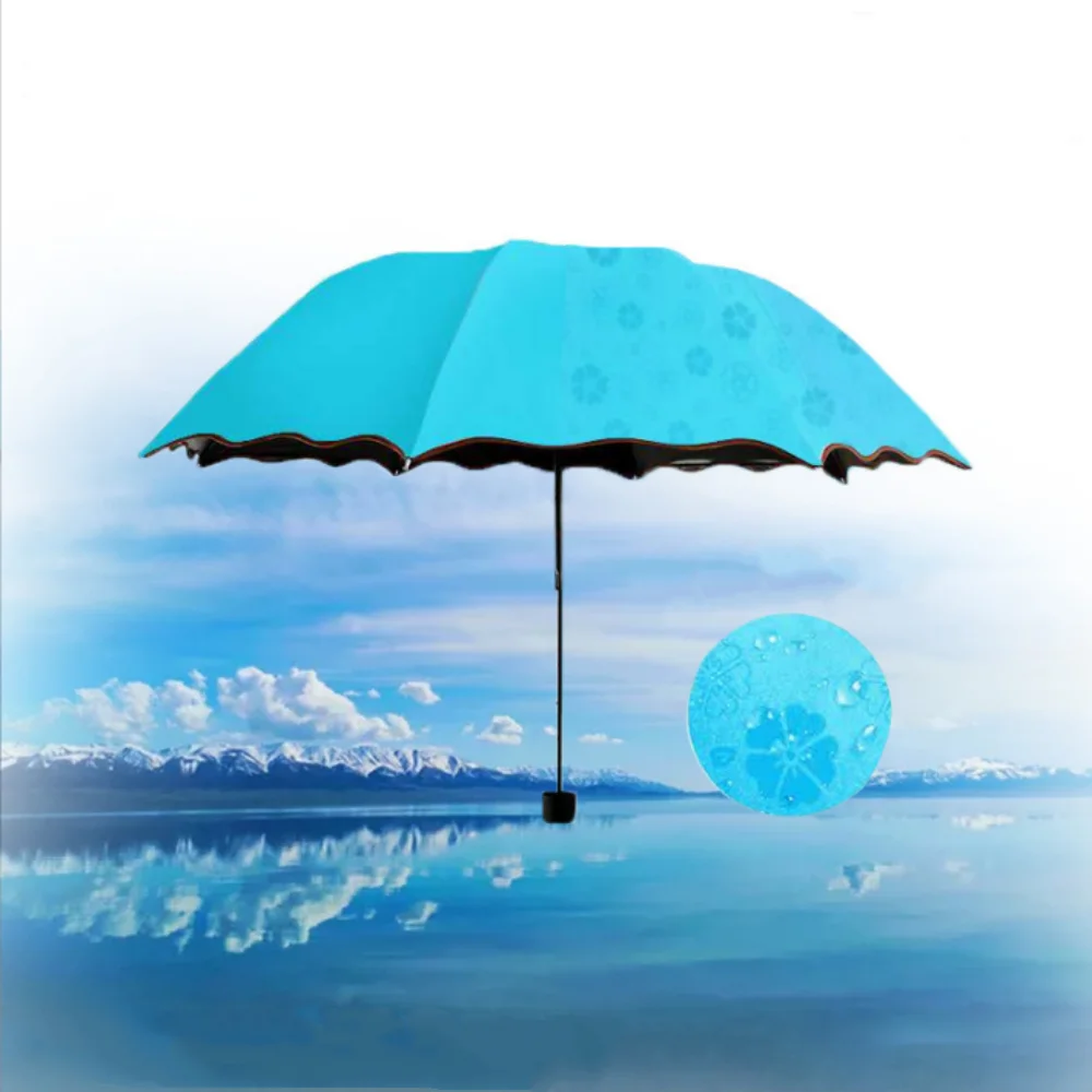 Magic Folding Umbrella with Rainwater Pattern Windproof and Sunshade Umbrella Outdoor Sports UV Protection Umbrella Zpaxo