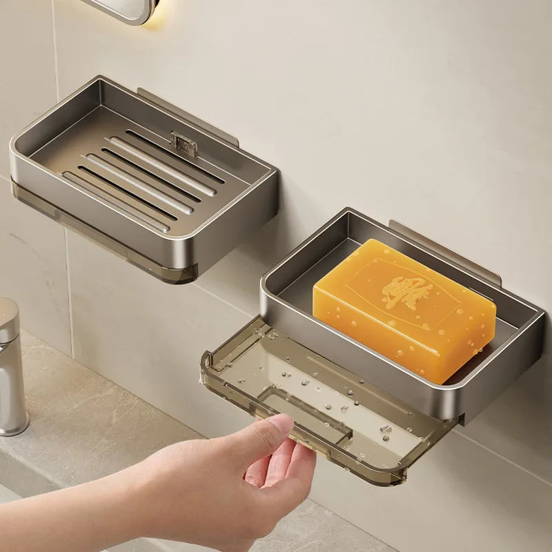 No-Drill Wall Soap Dish Holder with Drain Tray | Bathroom