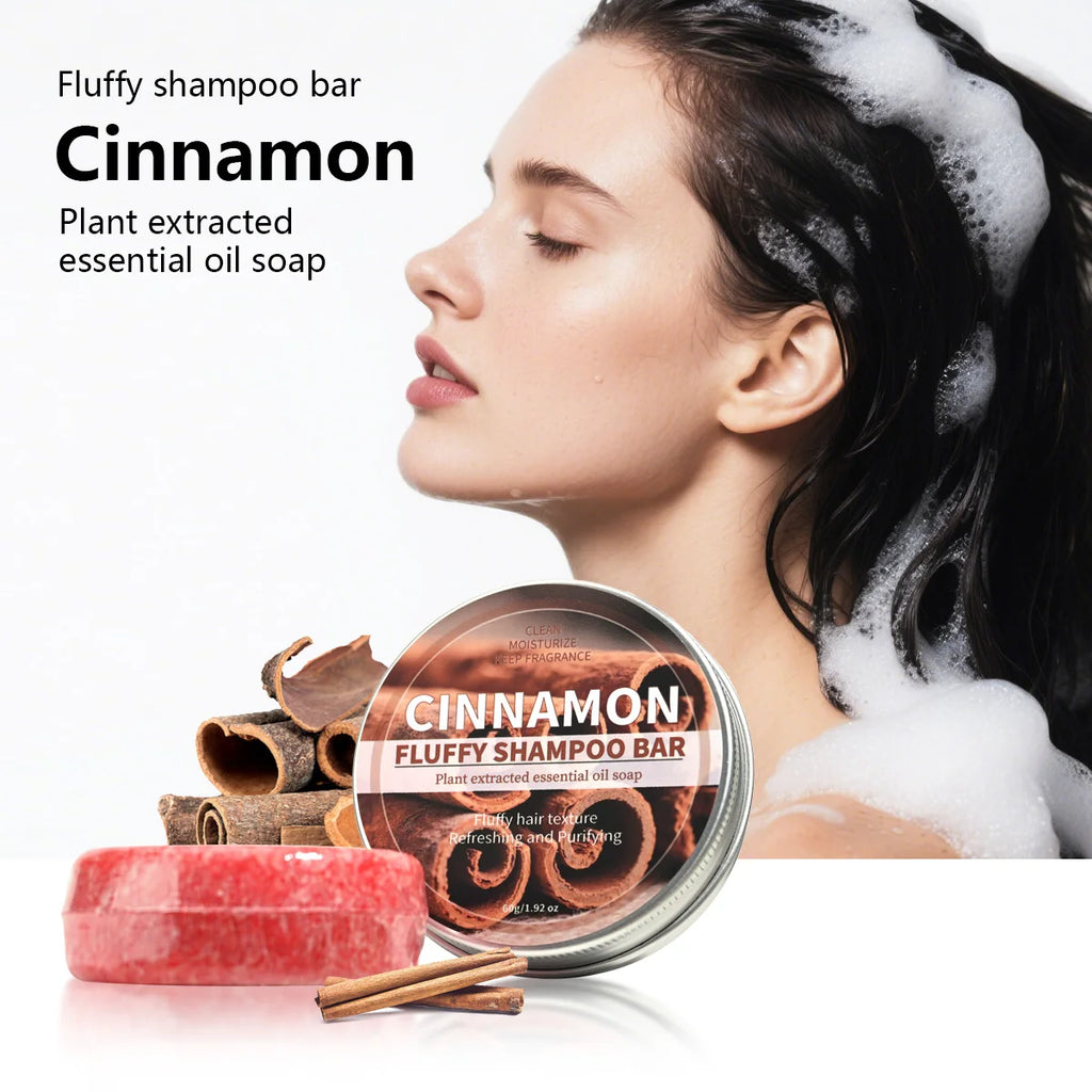 Cinnamon Essential Oil Shampoo Bar – Natural Deep Clean Solid Shampoo Bar Zpaxo 60g