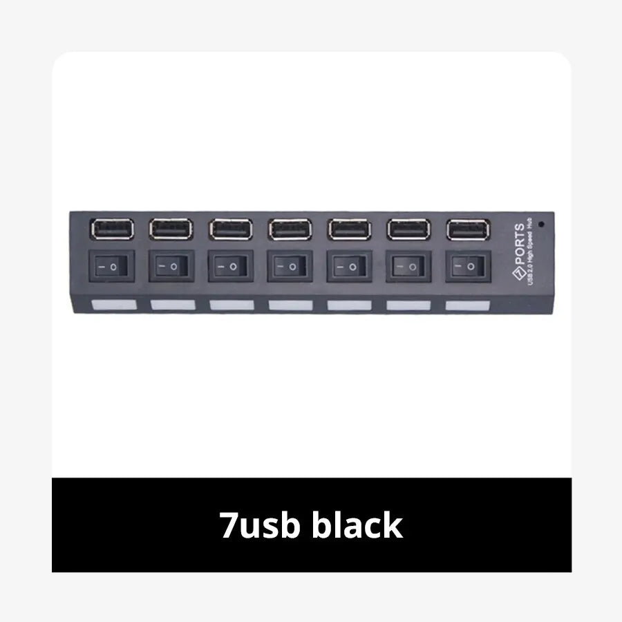 Switch Extension Hub 7-port USB2 0 Computer USB One Drag Seven Zpaxo 7usb black