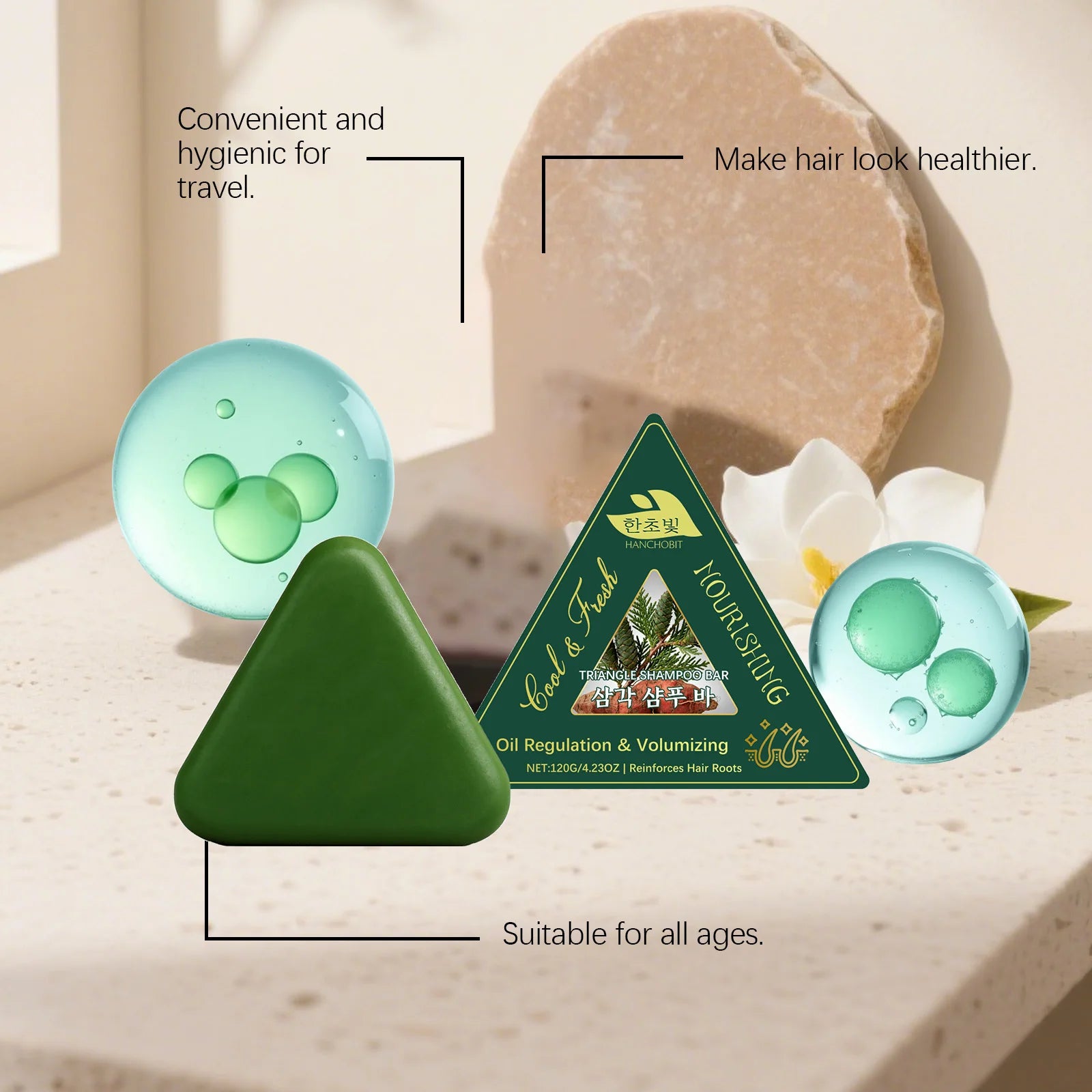 Triangle Herbal Nourishing Shampoo Bar Clean Scalp Reduce Loss Strengthen Hair Control Water-oil Balance Repair Damaged Zpaxo
