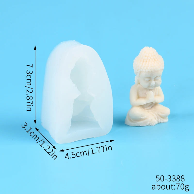 Buddha Silicone Candle Mold 3D Aromatherapy Handmade Soap Wax Clay Gypsum Candles Ornament Craft Making Mold Zpaxo 50-3388-D