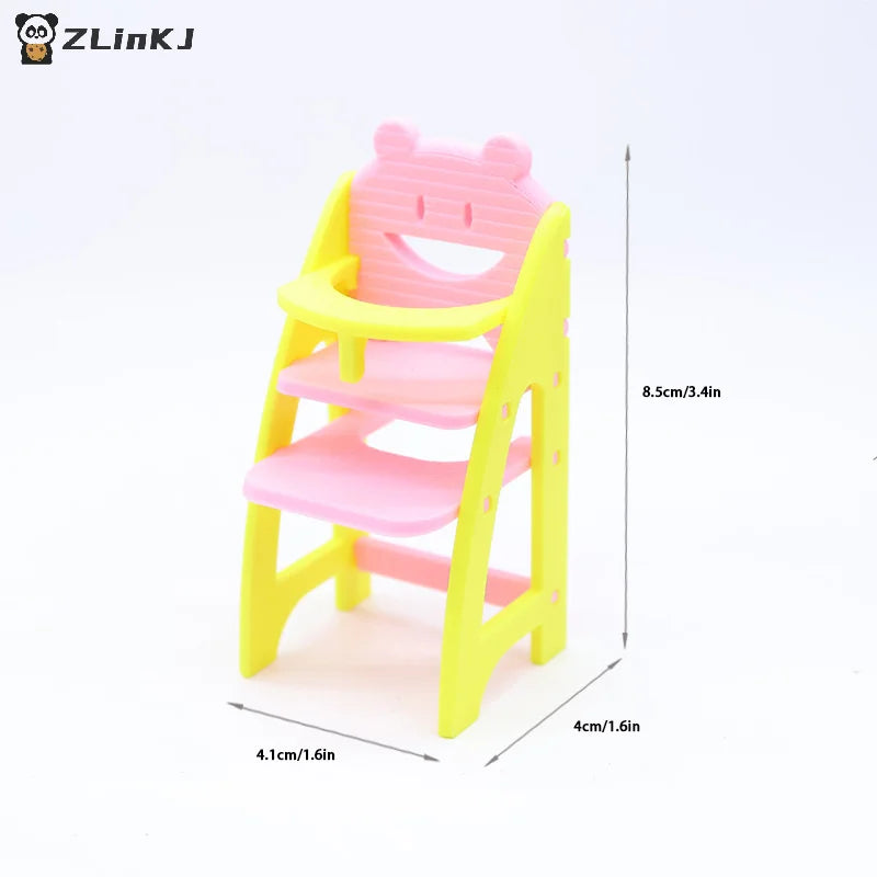 ▶1Pc Miniature Simulation Baby Dining Chair Model For 1/12 scale Dollhouse Living Furniture Decoration Children Pretend Play Toy Zpaxo