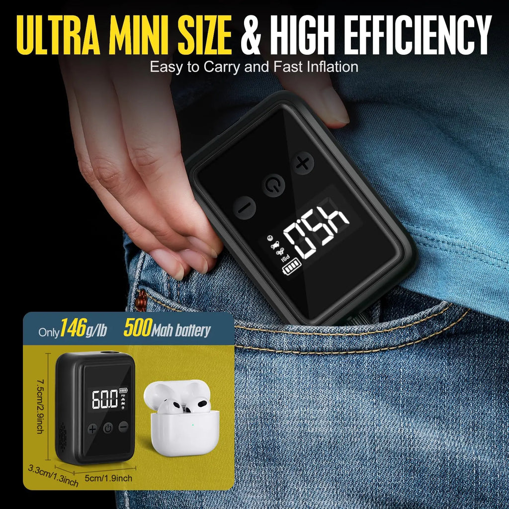 Mini Bicycle Electric Air Pump Portable Car Tire Inflator For Motorcycle Bike Air Pump MTB Inflatable Digital Display Pump Ball Zpaxo