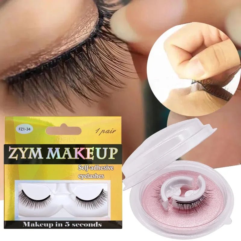 1Pair Glue Free Mink Eyelashes No Residue On The Skin 3D False Eyelashes Reusable Natural Long Eyelash Makeup Self-adhesive Zpaxo