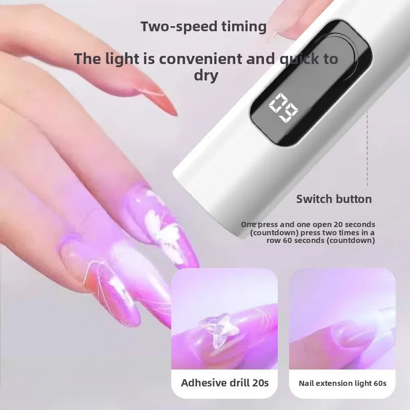 Handheld Nail Lamp Straight Light Spotlight Two Levels Timed Digital