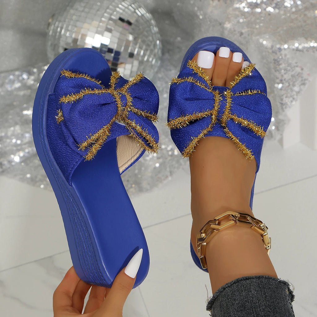 Trend Women Slippers Beach High Heel Anti-slip Slippers Wedges Slip on Designer Shoes Comfortable Platform Sandals Slides Women Zpaxo Blue 39