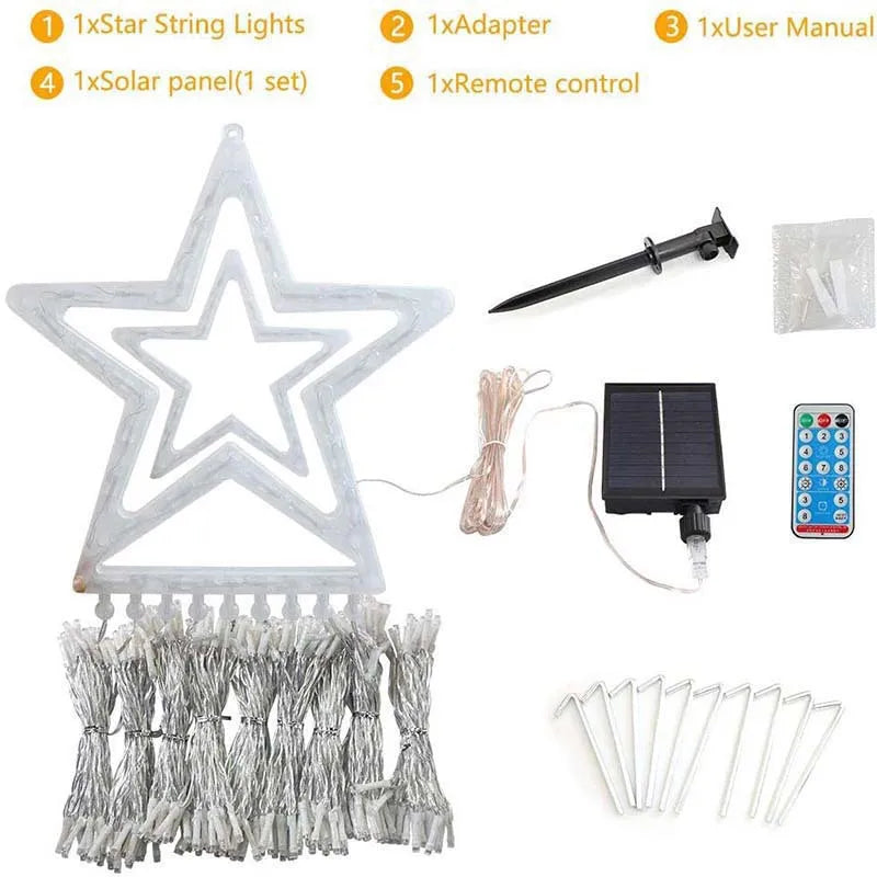 Christmas Decorations 2025 Waterproof Solar Lights LED 8 Modes Tree Zpaxo