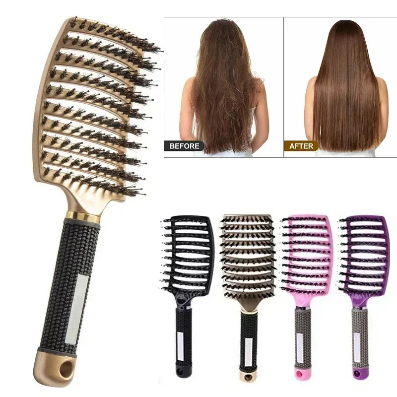 Hair Brush Scalp Massage Comb Hairbrush Boar Bristle Nylon Women Wet Curly Detangle Hair Brush Salon Hairdressing Styling Tool Zpaxo
