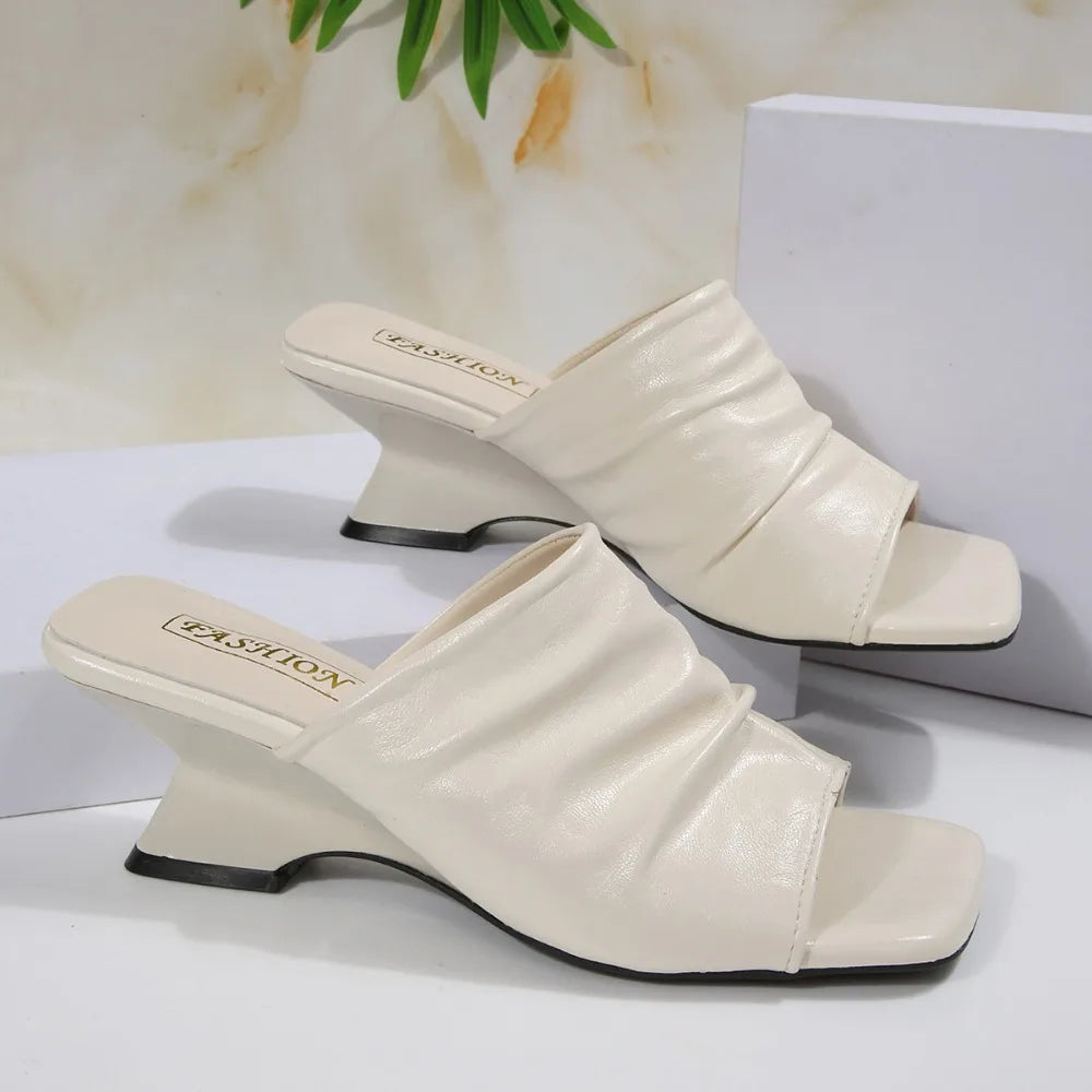 Ladies' Cold Slippers, Summer New Open Toe Empty Back Sandals, Casual High Heels Zpaxo 42 image color 2