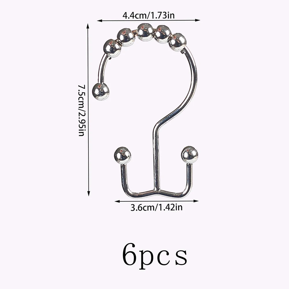 Shower Curtain Hooks Double Sided Bathroom Curtain Metal Hooks Rings for Bathroom Shower Rod Curtains Zpaxo 6Pcs