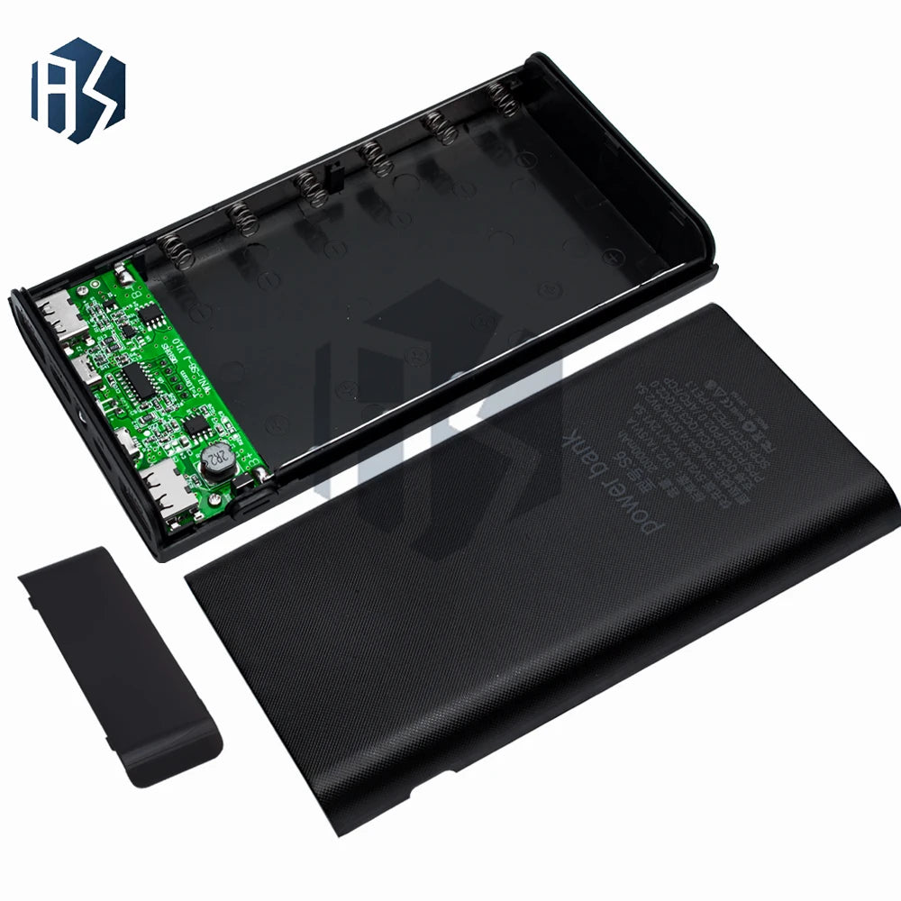 6-Slot 18650 Battery Storage Box, Type-C Micro USB 5V DIY Power Bank Charging Holder Case Zpaxo