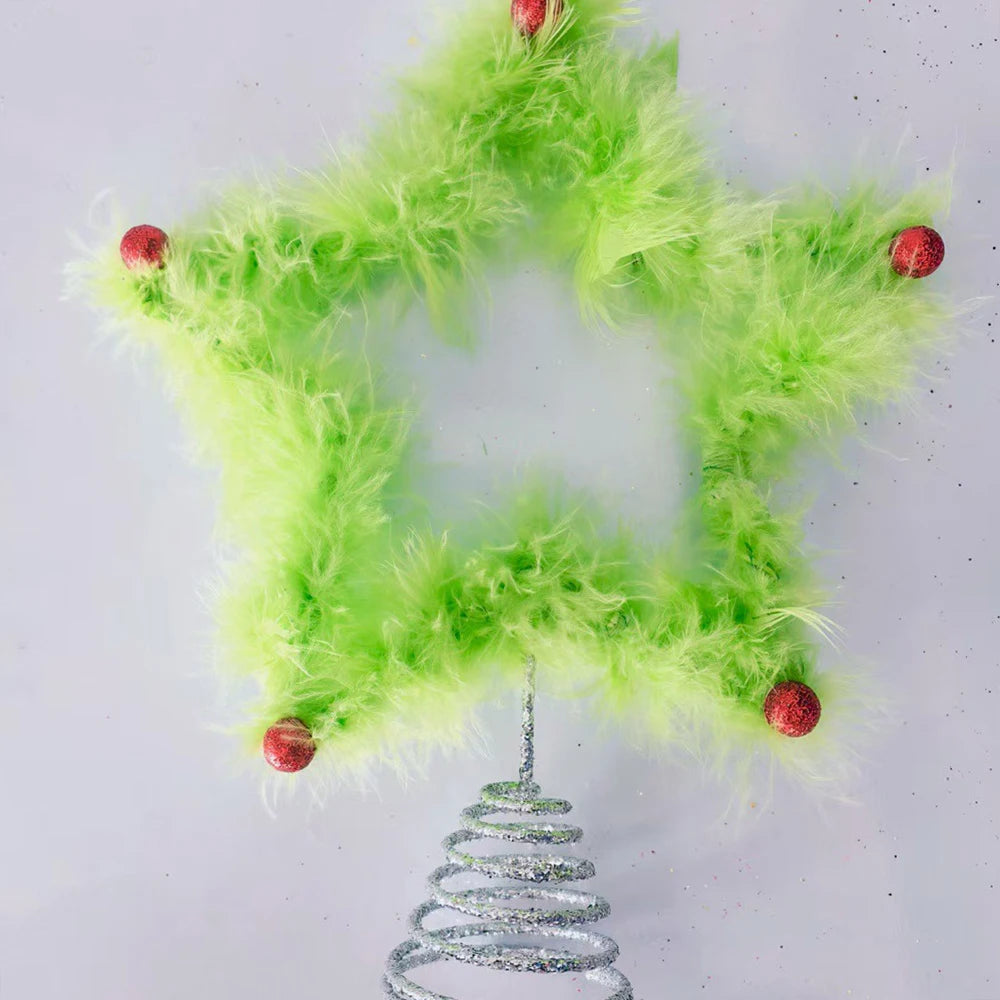 Green Star Christmas Tree Topper – Plush & Iron Ornament Christmas Tree Topper Zpaxo
