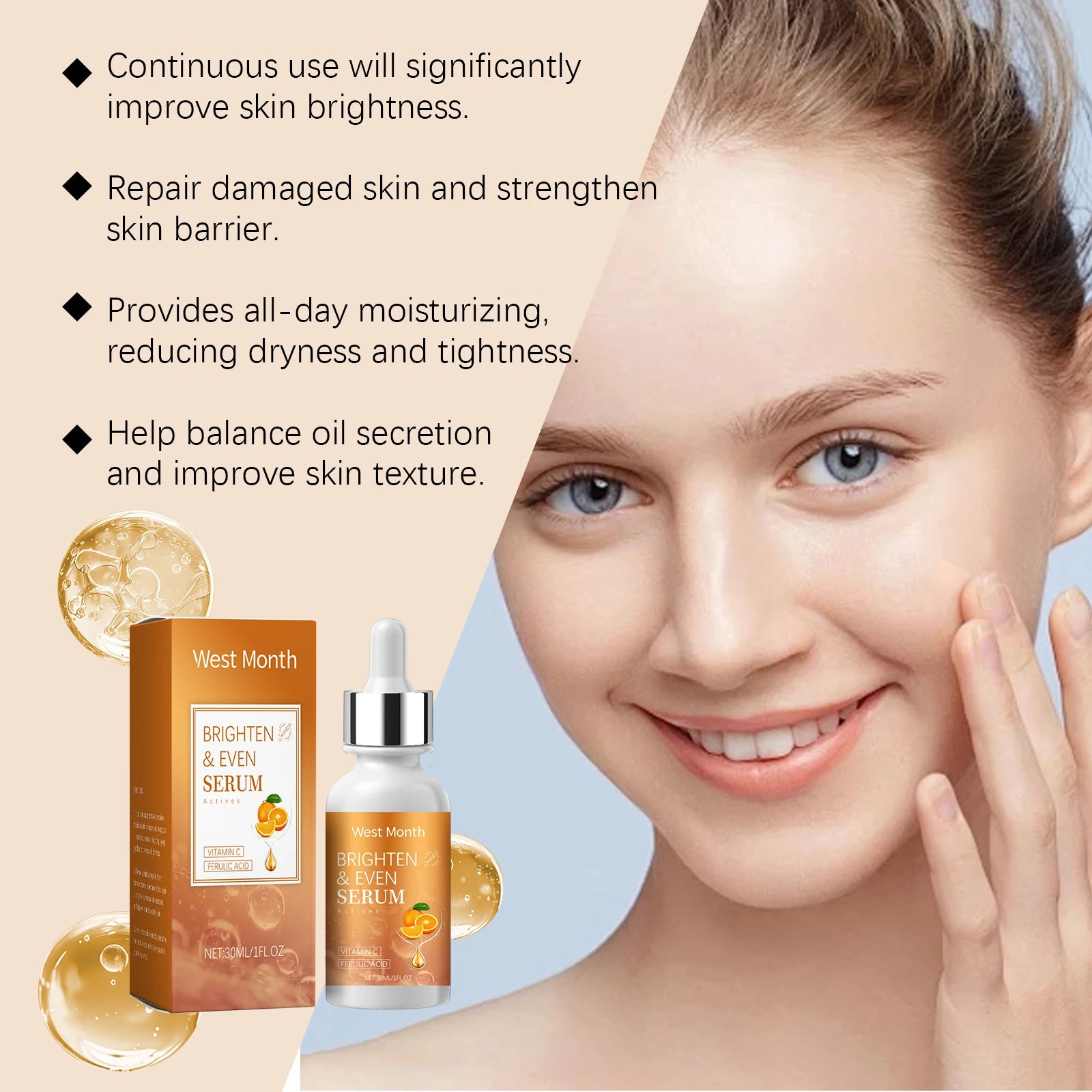 West Month Vitamin C Brightening Serum Reduce Melanin Brighten Even Zpaxo