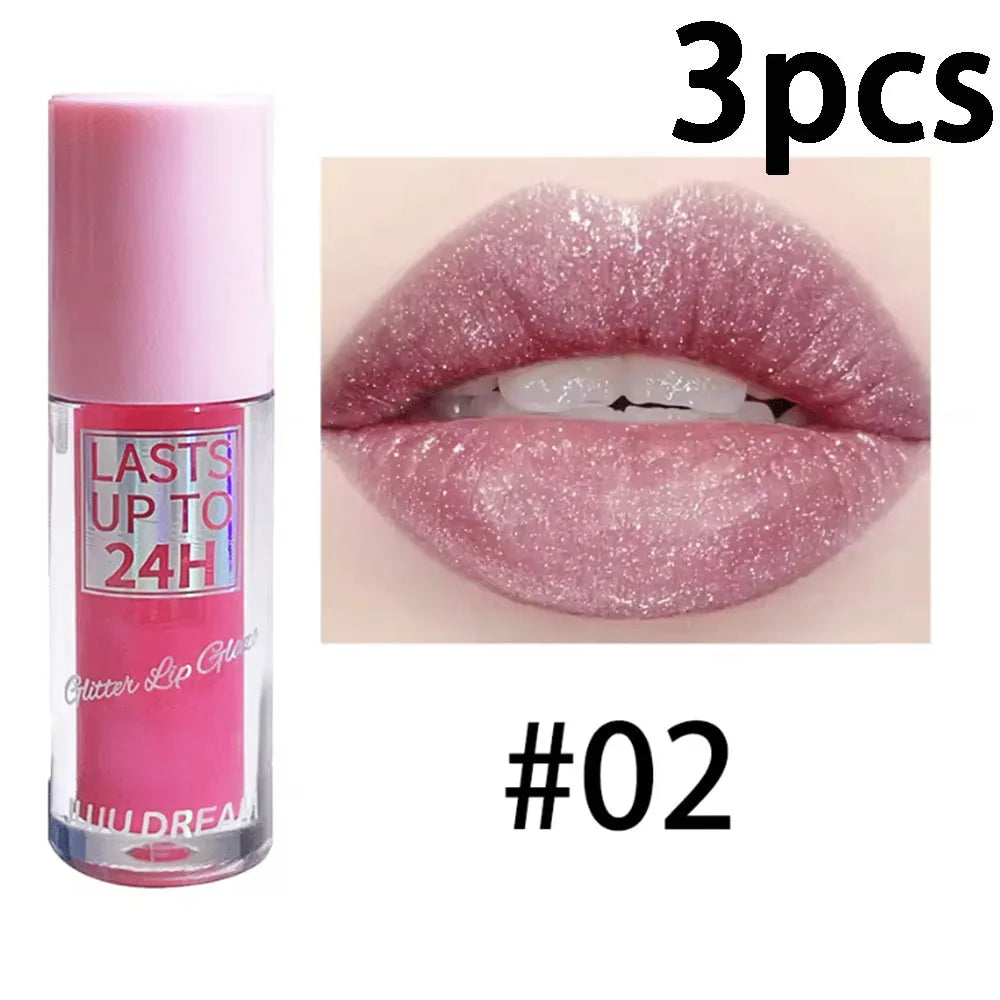 Flowing light Glitter Lip Glaze Long Lasting Lip Gloss Waterproof Liquid Lipstick Makeup Lip Oil Lip Tint Moisturizing Zpaxo 9417-2-3pcs