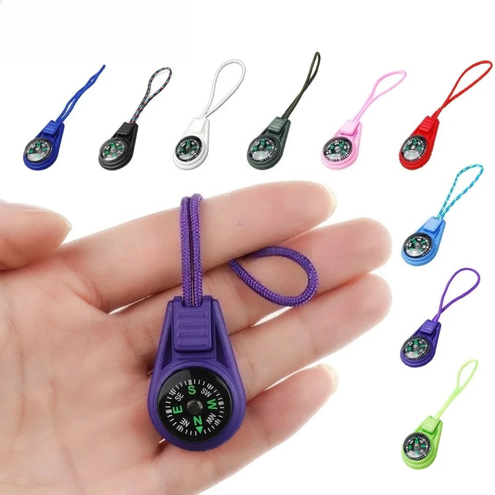 Colorful Survival Keychain Zipper Pull Mini Compass Outdoor Backpack Zpaxo
