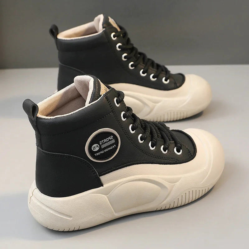 Winter Pu Lace Up Vulcanized Shoes Outdoor Walking Sports Shoe Round Zpaxo
