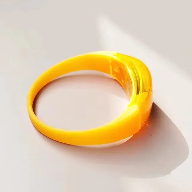 LED Voice Activated Sound Control Bracelets Silicone Flashing Bangle Zpaxo Orange 6pcs