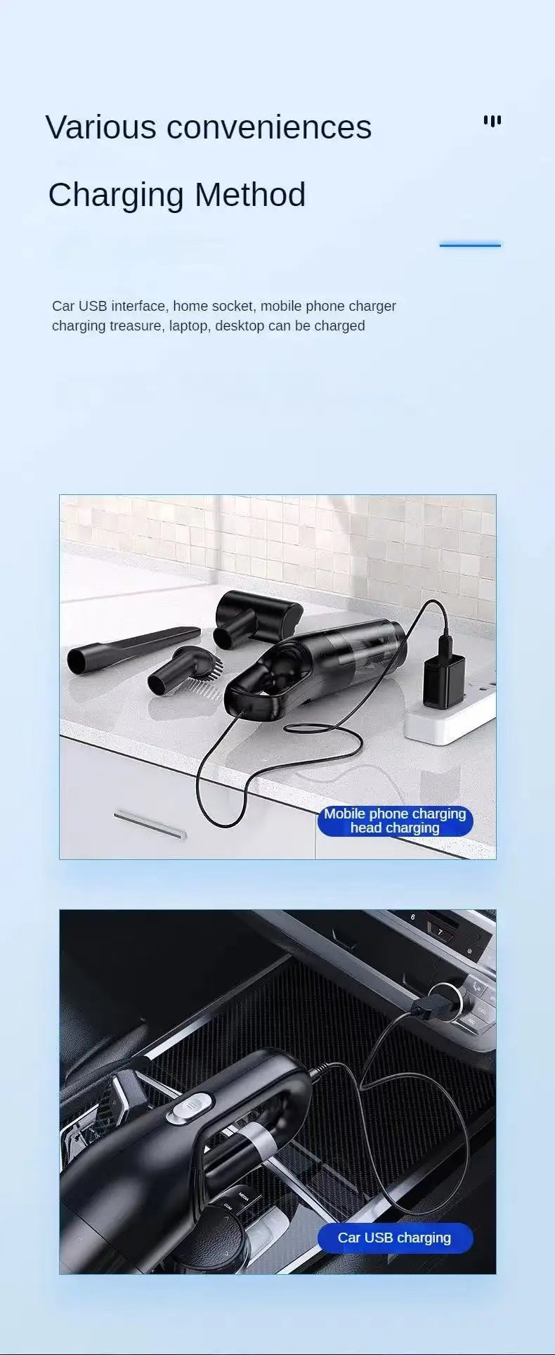 High Suction Handheld Car Vacuum Cleaner Portable Dual Use Household Water Absorption Cleaning Tool for Auto Interior Zpaxo