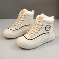 Winter Pu Lace Up Vulcanized Shoes Outdoor Walking Sports Shoe Round Zpaxo Khaki plus velvet 40 China Mainland