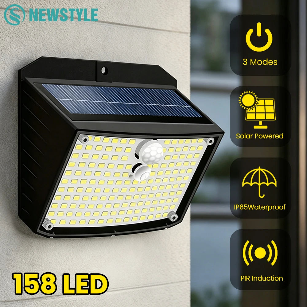 Solar Lights Outdoor 1/4/8pcs 158LED Wireless Motion Sensor Lights Waterproof Solar Security Wall Lights 3 Mode Deck Patio Fence Zpaxo