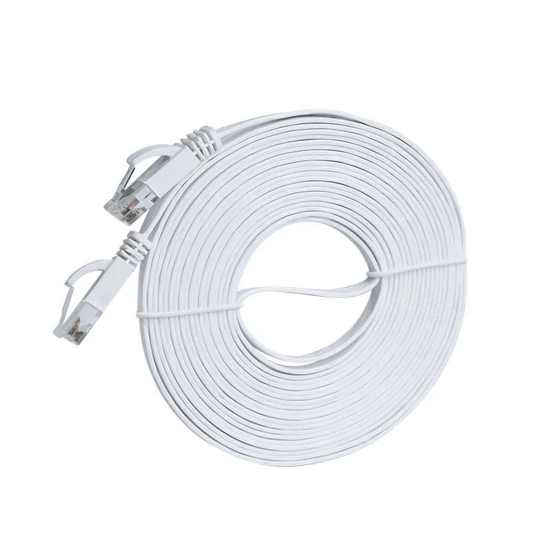 0.3/0.5/1/1.5/2/3/5/10M Cat 6 Flat Ethernet Cable UTP 1000M Network Cable RJ45 Patch For Laptop Router PC Router PS5 Xbox Modem Zpaxo White 10m