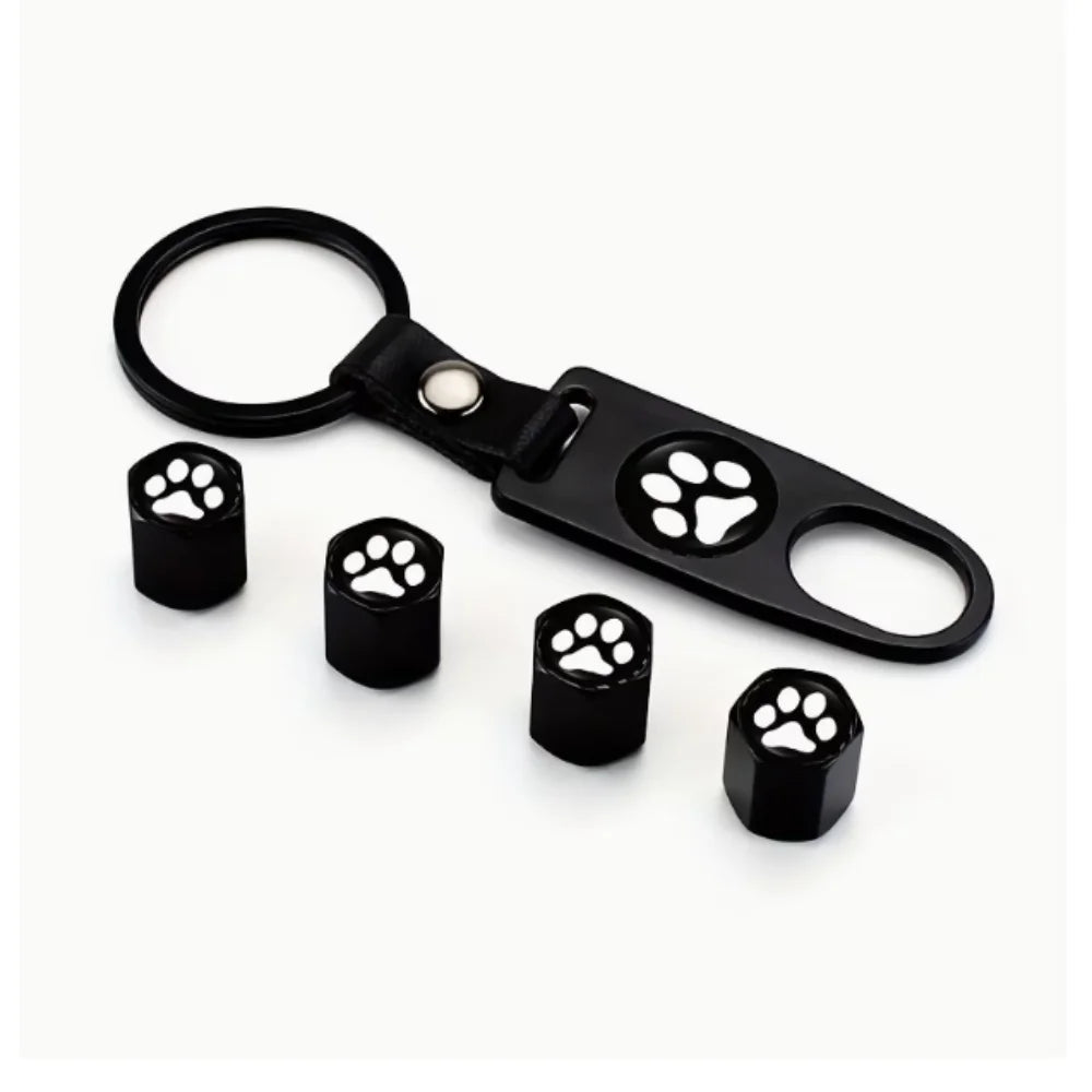 Cat's Paw Universal Fit Tire Valve Covers Cute Decorative Valve Covers Protects Stems Durable Valve Cap Car Zpaxo Black
