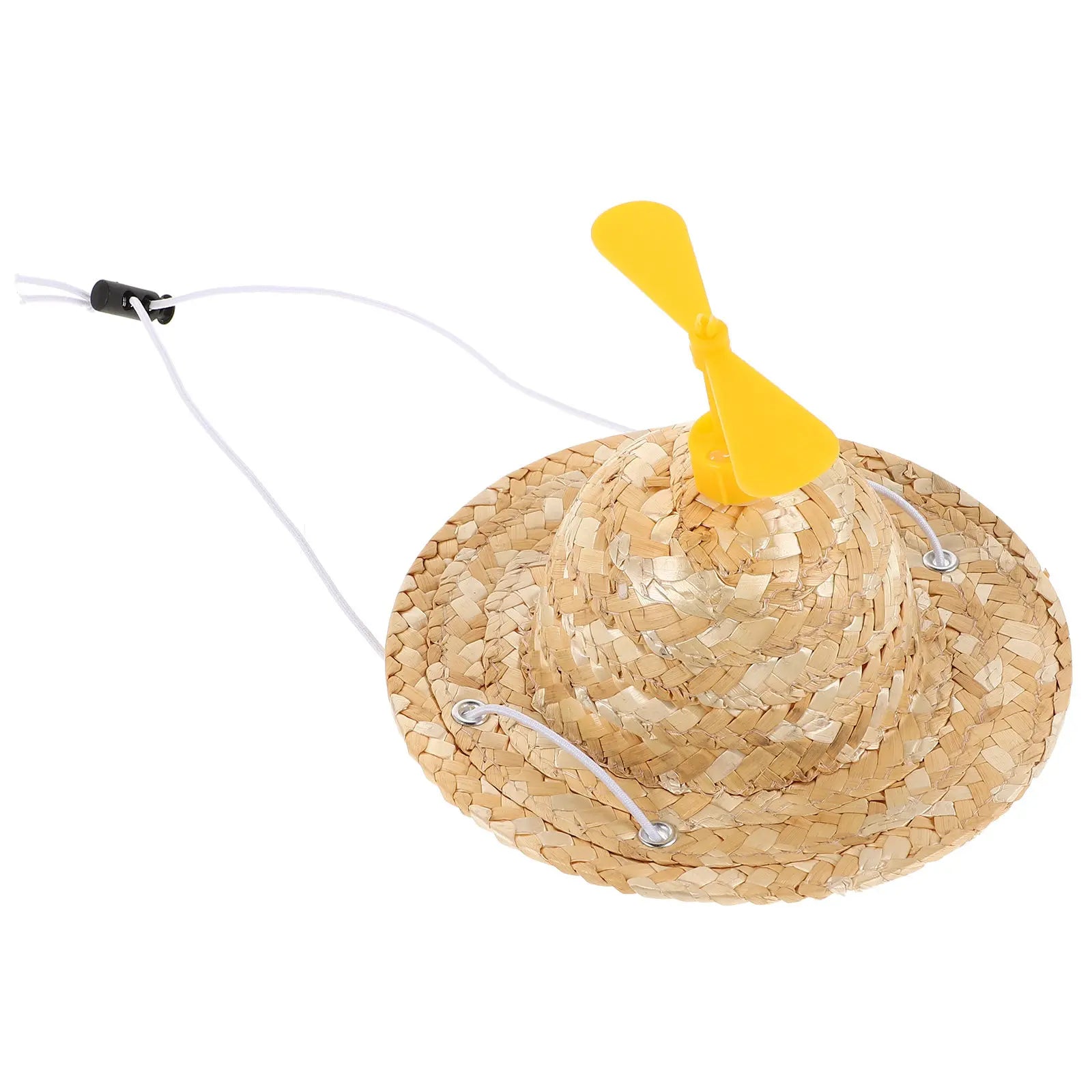 Adjustable Dog Hat Dragonfly Propeller Straw Woven Snug Fit Sun