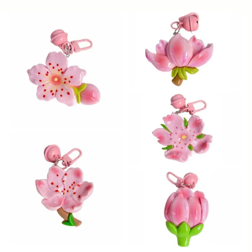 Cute Resin Peach Flower Keychain Lotus Bell Blossom Pendant Sweet Bag Zpaxo
