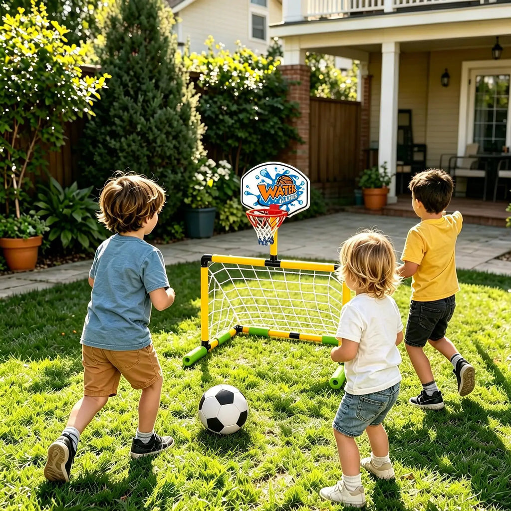 Pool Basketball Hoop 2-in-1 Soccer Goal Floating Water Score Game