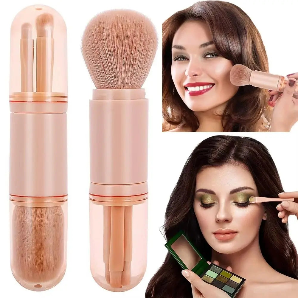 4-in-1 Makeup Brush Portable Professional Cosmetic Retractable Blush Zpaxo