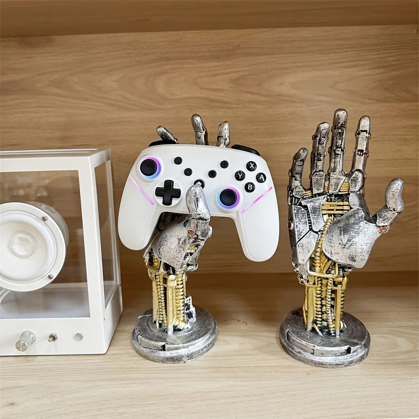 Cyberpunk Robotic Hand Ornament Gamepad Holder Ring String Desktop
