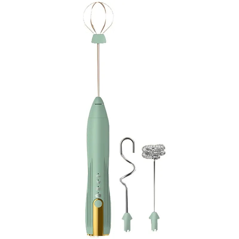 Mini Electric Milk Foamer Blender Wireless Coffee Whisk Mixer Handheld Egg Beater Cappuccino Frother Mixer Kitchen Whisk Tools Zpaxo 200582-greenT