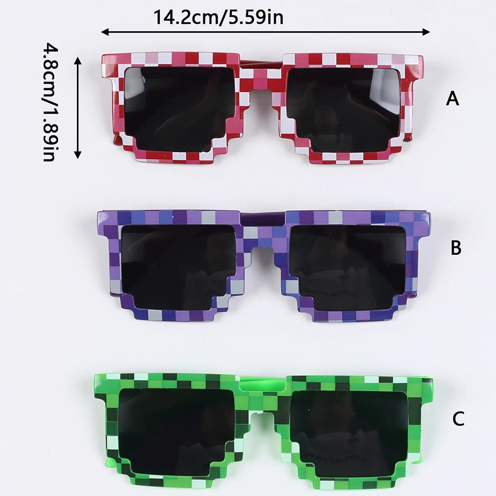 Pixel Party Sunglasses Pixelated Mosaic Gamer Glasses Birthday Party Favors Gifts Zpaxo