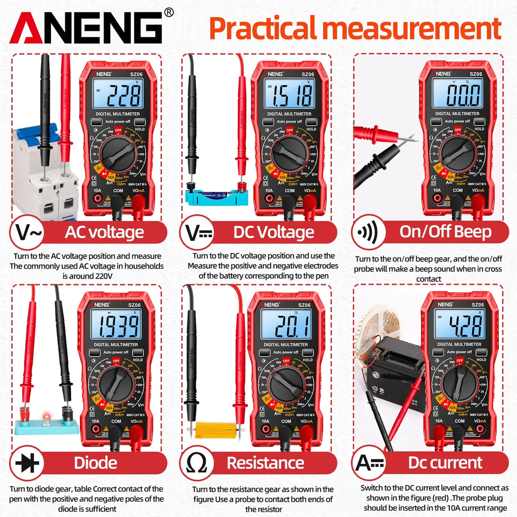 ANENG SZ06 Smart Digital Multimeter Multifunctional AC DC Voltage