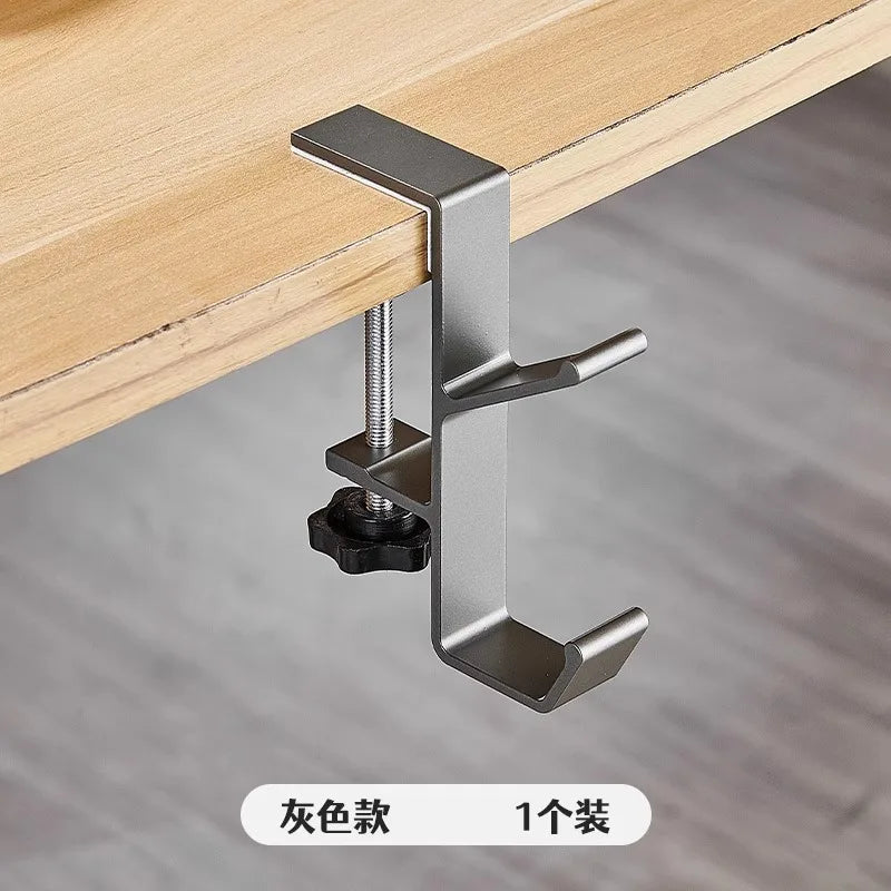 Desk Edge Hook Multi Functional Headphones Stand Table Side Hanging Storage Rack For Gaming Headset Bag Universal Metal Holder Zpaxo B-Gray