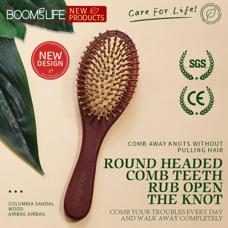 BOOMSLIFE Personalized Massage Scalp Hair Brush Wide Tooth Oak Wood Comb for Hair Women Custom Wood Needle Styling Hairbrush Zpaxo