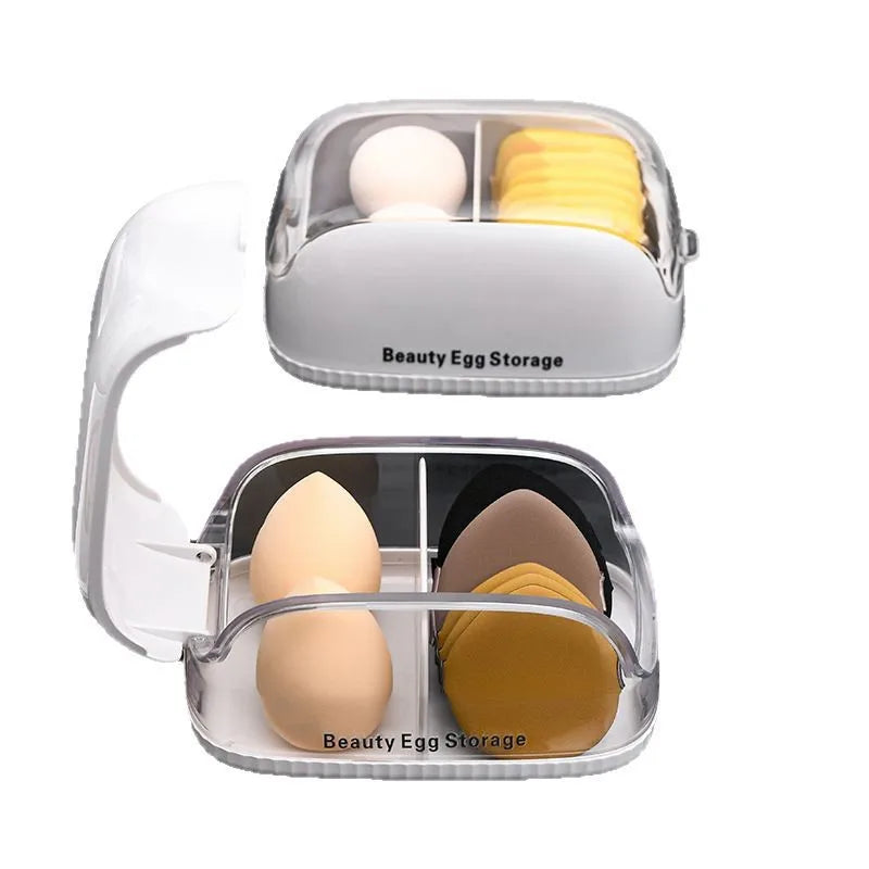 Makeup Egg Storage Box Cover Dustproof Dressing Table Lipstick Air Cushion Storage Rack Divided Portable Powder Puff Storage Box Zpaxo