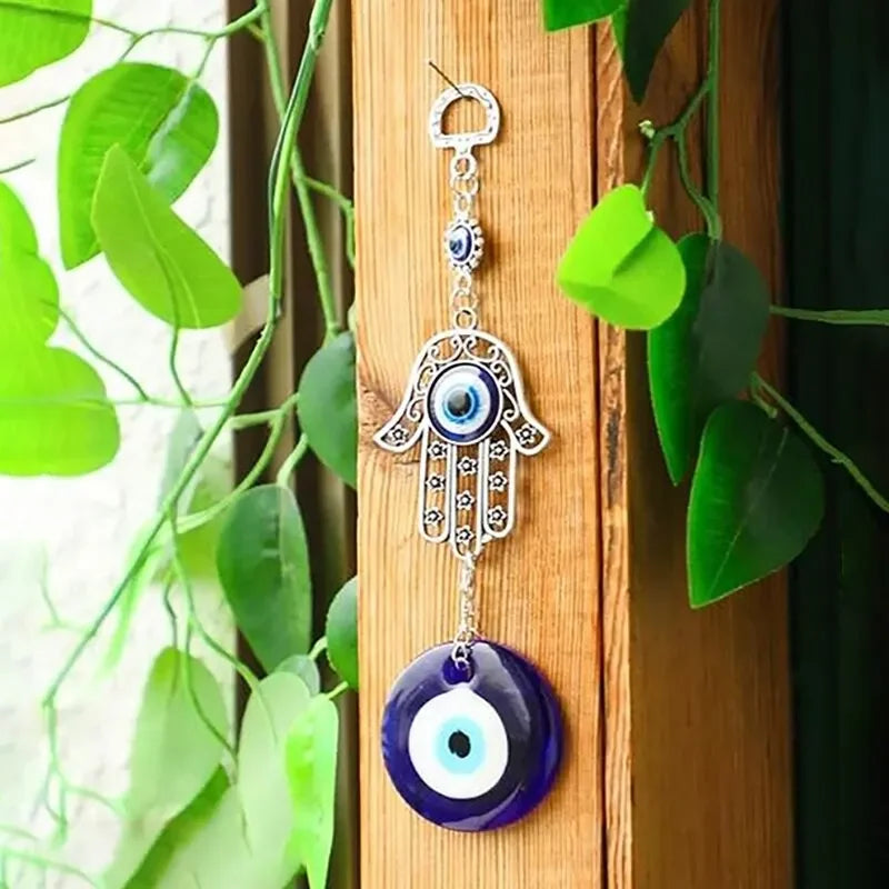 1 Devil's Eye Pendant Palm Alloy Blue Glass Garden Decorative Craft