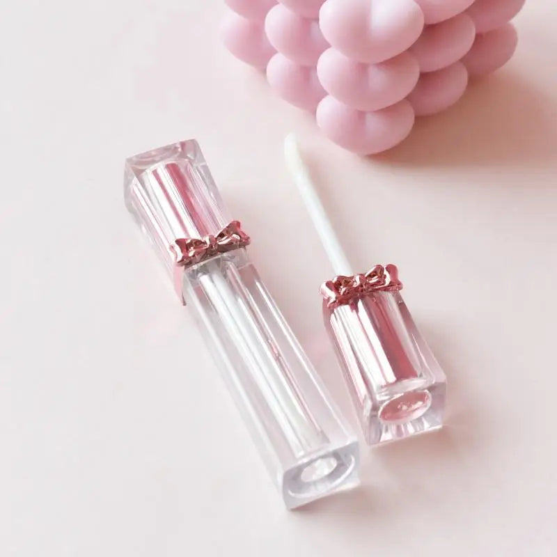 Empty Portable Lip Gloss Tubes DIY Clear Bowknot Glaze Square Rose Zpaxo